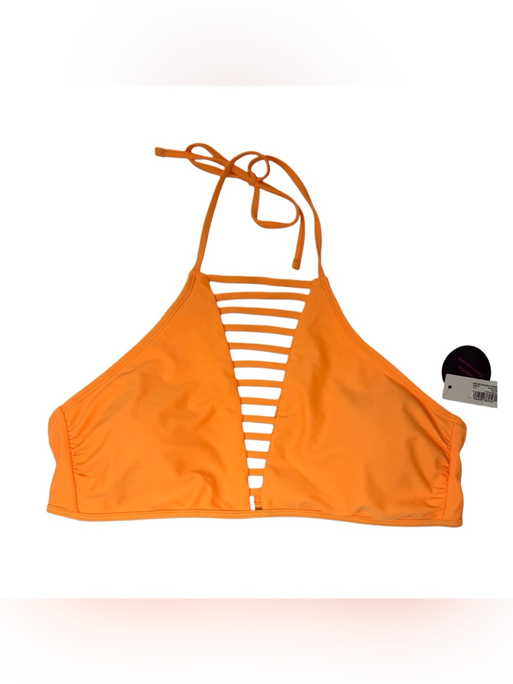 Mix & Match orange strappy halter bikini top women’s size XL (15-17) new